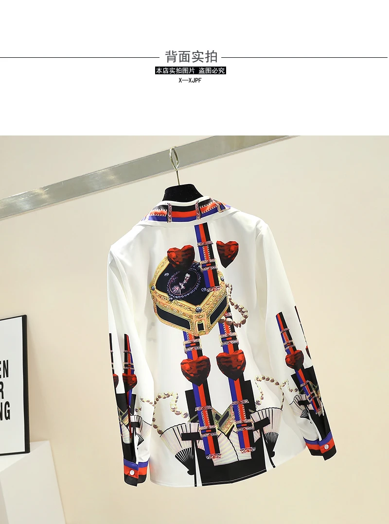 2022 Spring New Retro Print Blouse Women Lapel Shirt Woman Long Sleeve Shirt Tops Office Ladies All-match Blouuse Blusas Femme