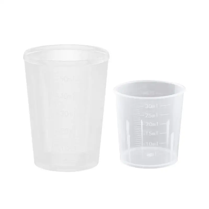 10 шт./компл. 30/50 мл Пластик мерные чашки мерный цилиндр Кухня прозрачный со шкалой чашки