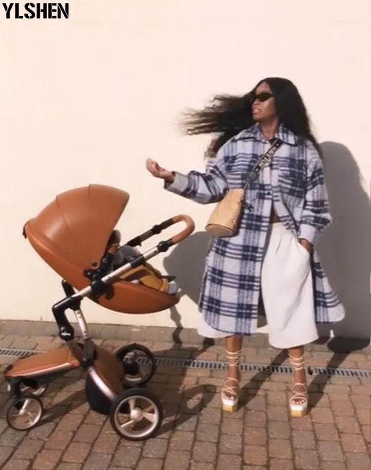 2020 Winter Grid Print African Dresses For Women Dashiki Wool Coat Dress African Design Clothes Ankara Plus Size Africa Clothing 04