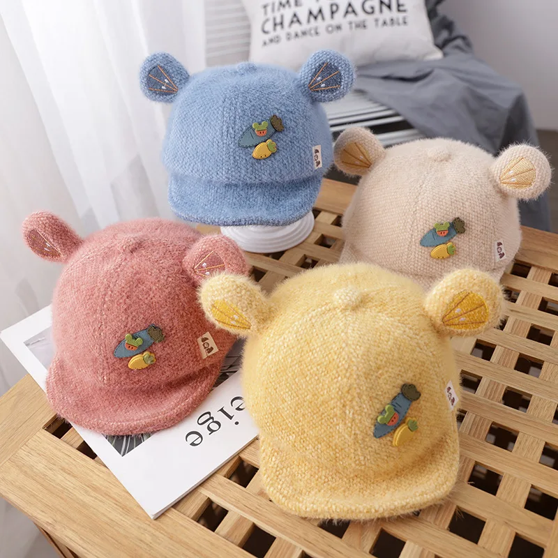

Baby Hat Spring and Autumn Warm Winter Boys and Girls Duck Cap Thick Adjustable Children's Sunshade Baseball Cap