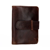 Genuine Leather Men's Wallet Retro Oil Wax Leather Wallet Men Casual Short Small Purses Man Card Holder Coin Purses 2