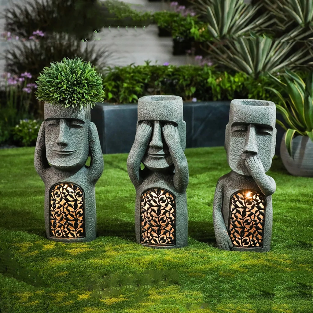 Cartoon Figurine Moai Stone Statue Decoration Desks Mini Statues And  Sculptures Easter Doll Twist Egg Ornament Home Accessories - AliExpress