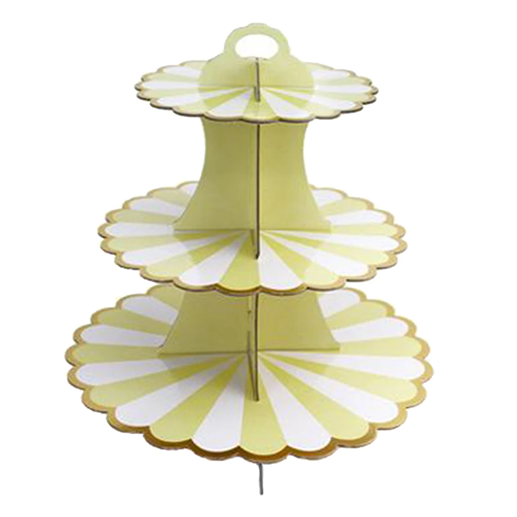 3 Tier Collapsible Cupcake Stand, Fruit Cake Food Display Tower Rack Wedding Reception Afternoon Tea Party Serving Platter Decor