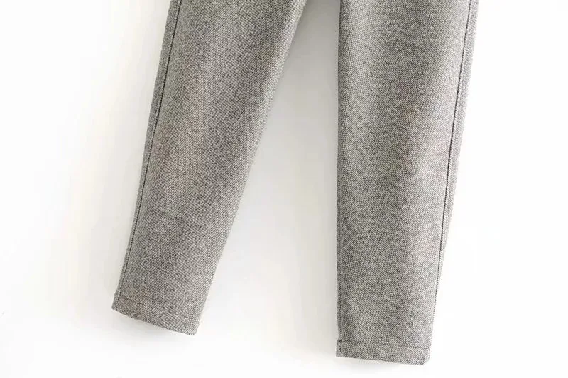 Зимние женские утепленные шерстяные штаны с заниженной талией, леггинсы с узором в елочку
