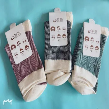 

Autumn Winter Striped Three-color Cotton Socks Comfortable Cotton Women Socks Warm Socks Wholesale 3pair/lot