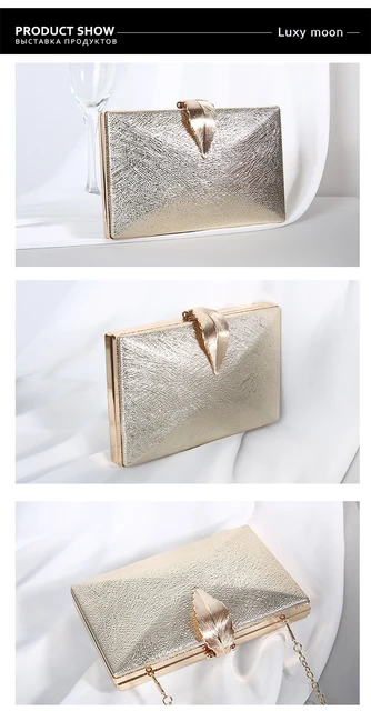 Laser cut leather lunch box evening bag gold - Nyet Jewelry