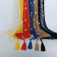 Women Triangle Shawl With Seashell Sexy Bikini Cover Up Sunscreen Nets Skirt Mesh Tunic Pareo Beachwear - Image 4