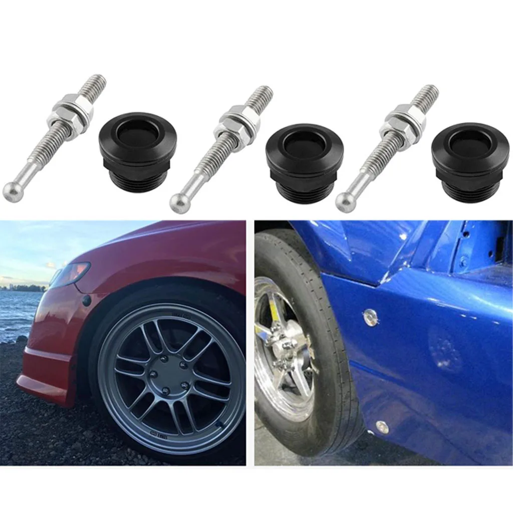 Universal  0.87''/ 22mm Diameter Quick Release Latch Push Button Hood Bonnet Pins Lock Clip Kit (3 Per Pack, Black)