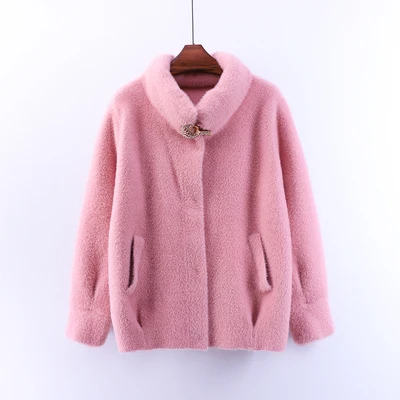Осенне-зимний женский свитер Светодиодная лампа направленного света пальто Модные Повседневные толстые теплые свитера пальто Высококачественная верхняя одежда - Цвет: Pink