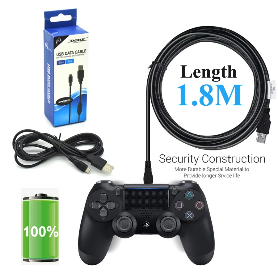 rekenmachine niemand Ik heb een contract gemaakt PS4 Draadloze Gamepad Oplaadkabel 1.8M Micro Usb Data Sync Cord Voor Sony Playstation  4 Ps 4 Controller Joystick accessoires|Kabels| - AliExpress