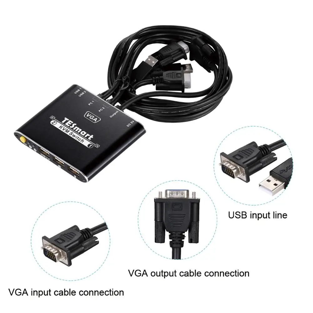KVM переключатель Tesla smart новый высококачественный 2 портовый USB HDMI Кабельный с