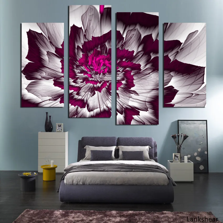 

4 Pieces Canvas Painting Flower Simple Cute Paintings For Living Room Such Beauty Picture On The Wall Canvas Printed Unframed