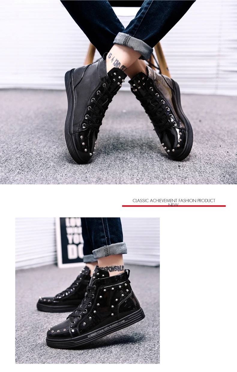 Новые классические кроссовки с заклепками для мужчин; zapatos de hombre; оригинальные золотистые туфли на платформе; обувь для скейтбординга