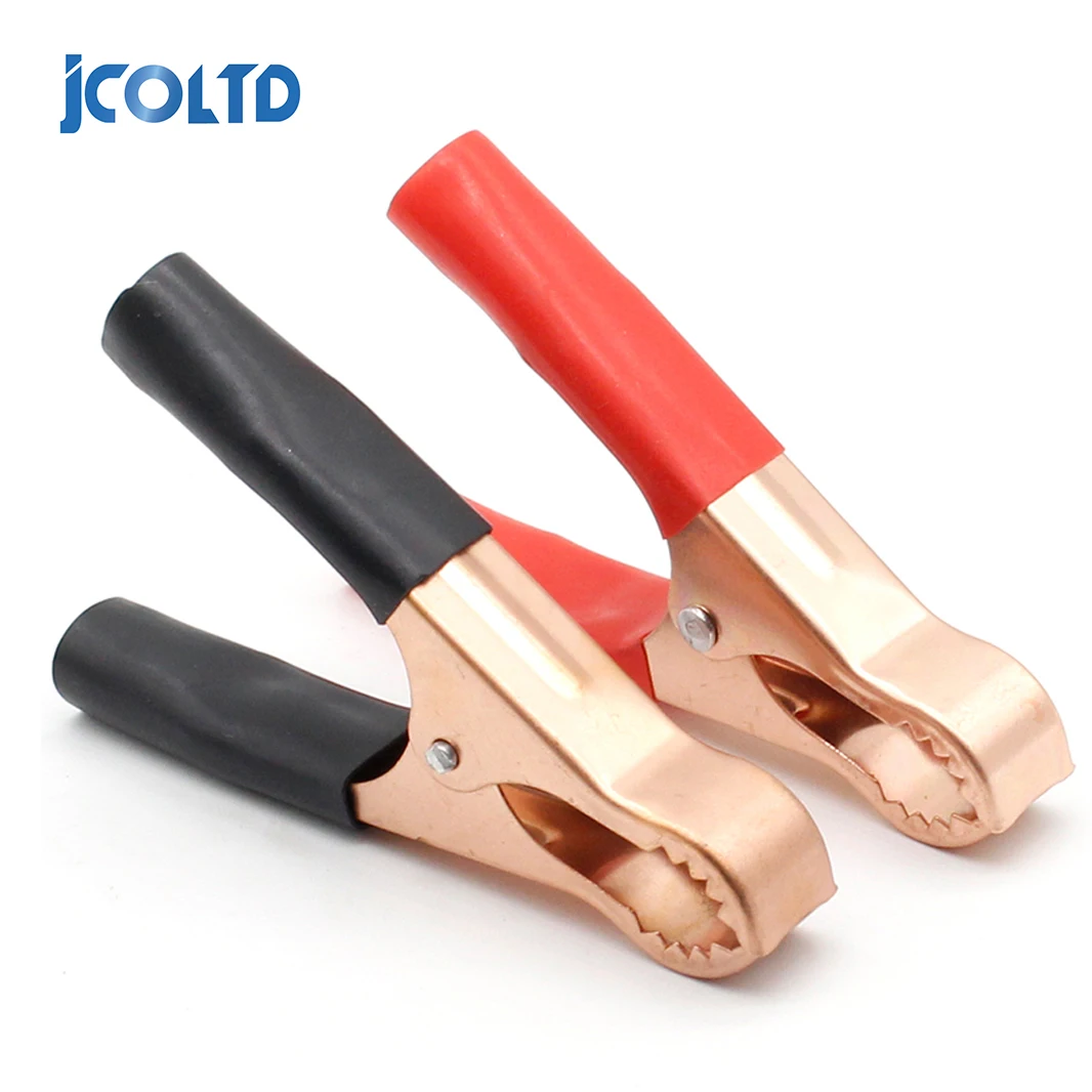 Alligator Clips Test Leads 2Pcs 50A Red + Black 80mm Crocodile Car Caravan Van Battery Test Lead Clips Connector Plug Power