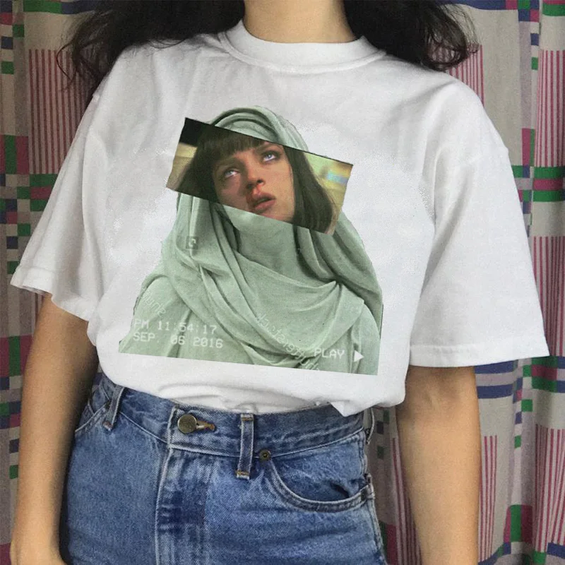 Мякоть фантастика Миа забавная футболка harajuku Винтаж ulzzang футболка 90s топы футболки tumblr женская футболка гранж корейский стиль - Цвет: 836