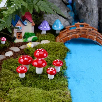 

1/10pcs New Resin Crafts Decorations Mushrooms Mini Mushroom Terrarium Figurines Fairy Garden Miniatures Party Garden Ornament