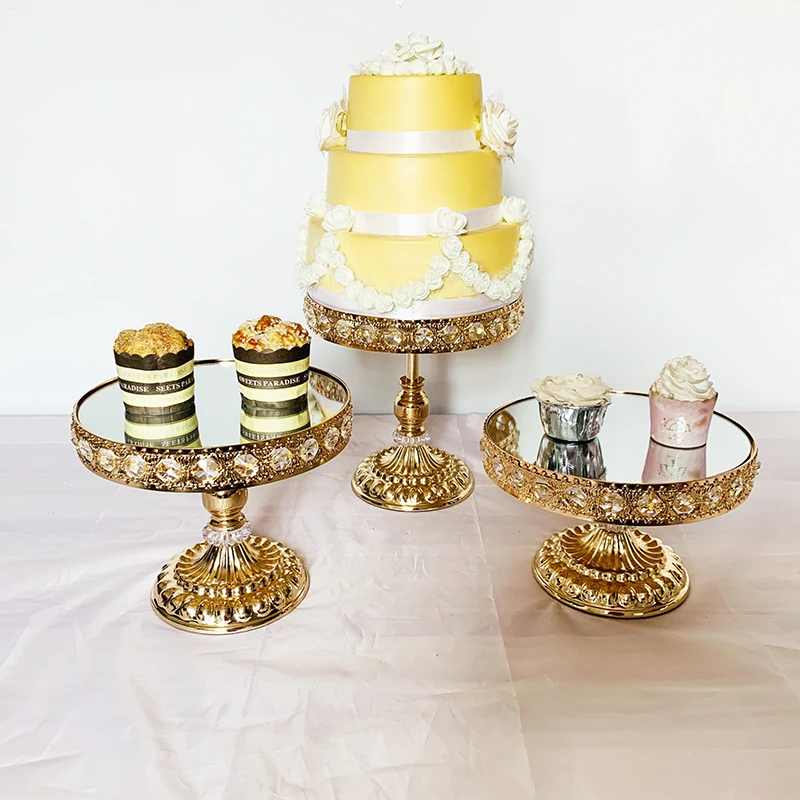 Gold Cake Stand Round Metal Wedding Party Dessert Cupcake Pedestal Display 10inch
