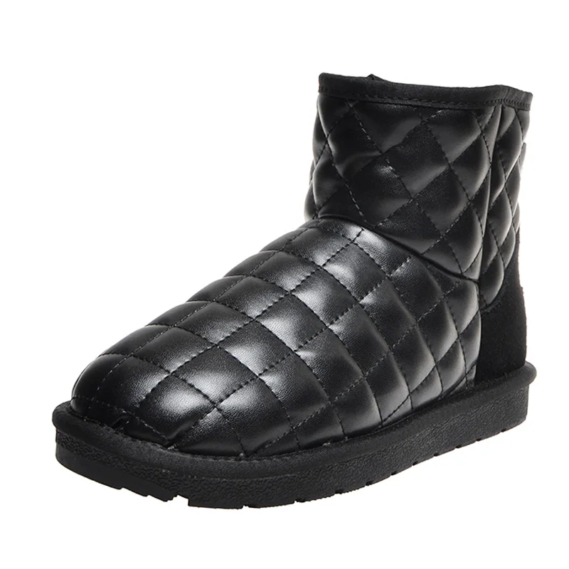Зимние женские теплые зимние ботильоны из натуральной овечьей шерсти; нескользящие уличные ботинки на плоской подошве; большие размеры; обувь для отдыха на лыжах - Цвет: Black