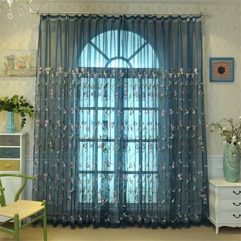 

Newly married big red lily embroidered window screen fabric wholesale finished customized processing branch bedroom garden curta