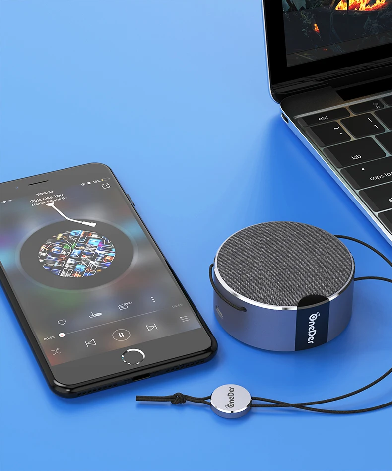 00:02 00:10 просмотр большего изображения OneDer V12 TWS Bluetooth динамик для телефона металлический дизайн с крючком открытый и закрытый мини-динамик O