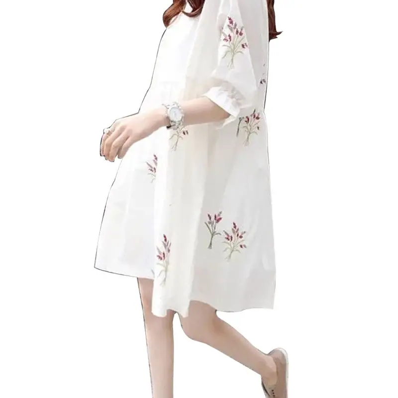 

2024 Loose Summer Maternity Dresses Cotton Blouses Shirts Pregnant Dress Pregnancy Dress Maternity Clothes for Pregnant Women