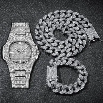 

Ice Corrente Chain Iced Out Chain Bracelet Miami Cuban Link Chain Men Chains Choker Rope Hip Hop Necklace Jewelry