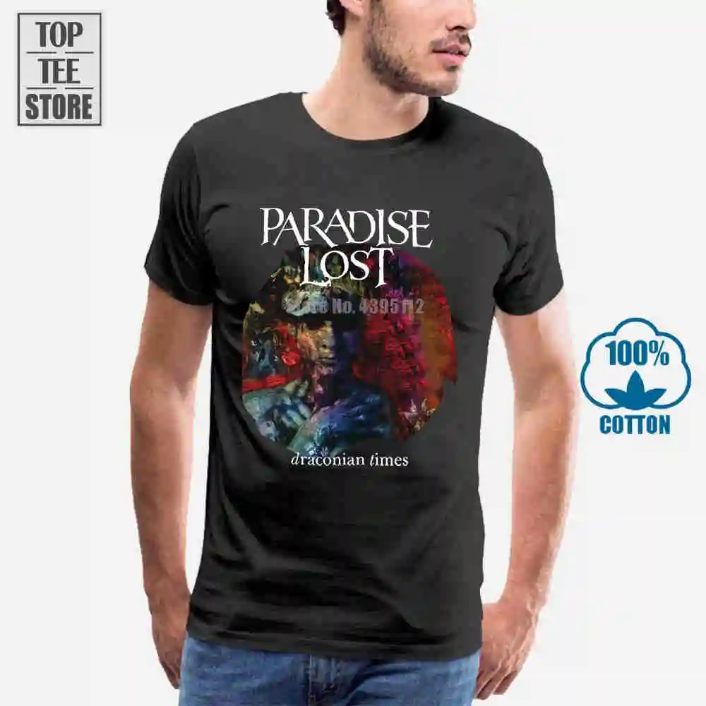 Мужская хлопковая футболка с принтом Paradise Lost Draconian Times Готическая Официальная
