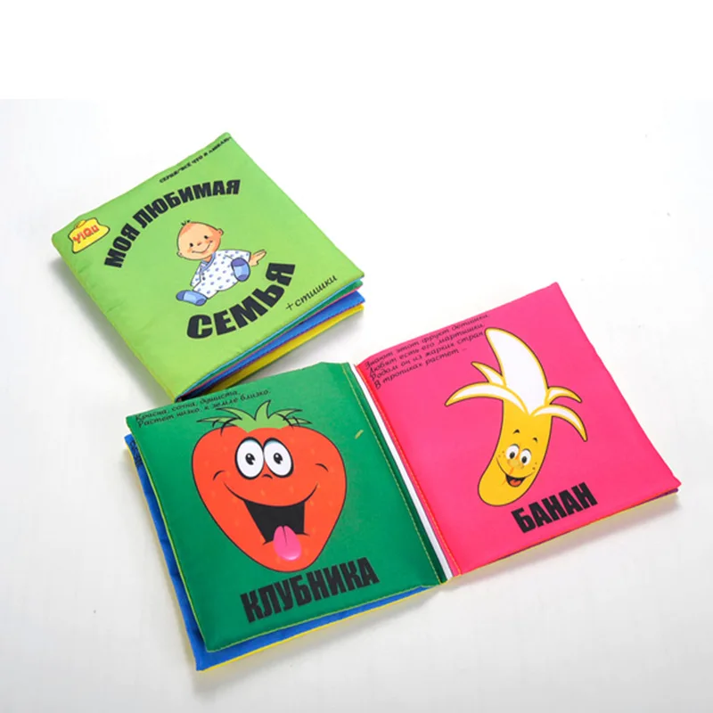 

Russian Educational Baby Toys Hot Infant Kids Early Development Cloth Books CartoonFruit learning book