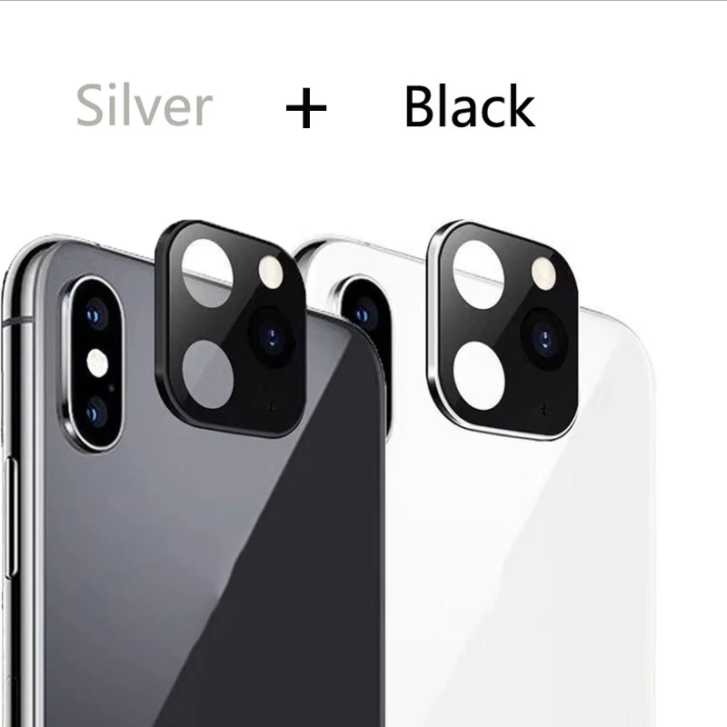 Закаленное стекло для iPhone 11 Pro, чехол для объектива камеры для iPhone X XS MAX, чехол из титанового сплава, задняя крышка для камеры - Цвет: 1black 1silver