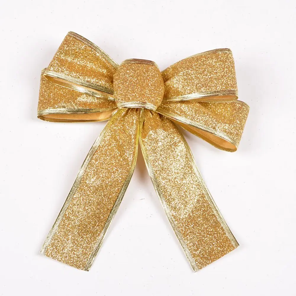 25cm Christmas Bowknot Glitter Large Bows Xmas Tree Decor New Year Supplies Wedding Ribbon Flower Party Decor Gift Ornaments - Цвет: gold
