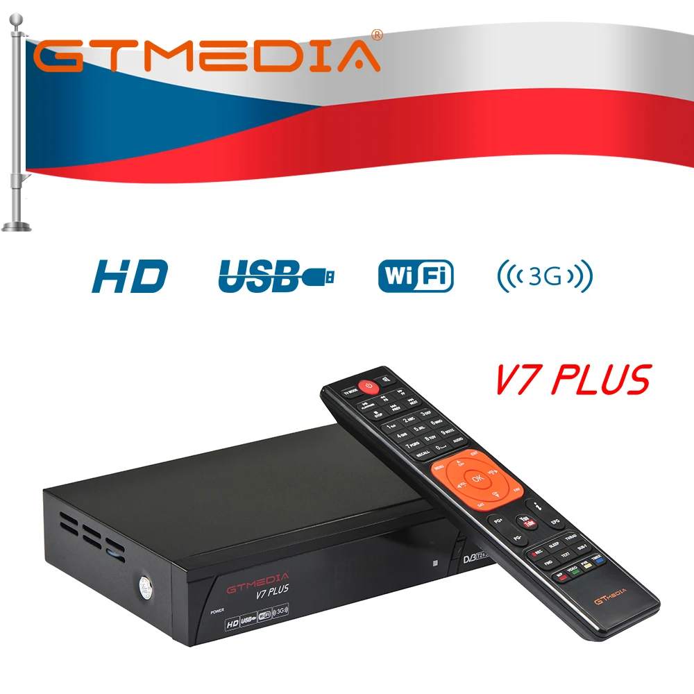 

Gtmedia V7 Plus Satellite Receiver DVB-S2/T2 Suport H.265 with USB WIFI H.265 PowerVu Biss Freesat TV BOX Decoder Combo Receptor