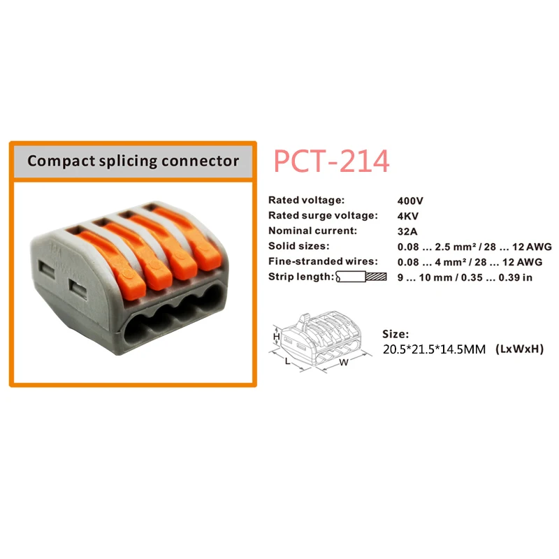 Разъем для провода 30/50/100 штук Мини Быстрый компактный Универсальный разъем Клеммная колодка штепсельная вилка-в PCT-212 213 214 215
