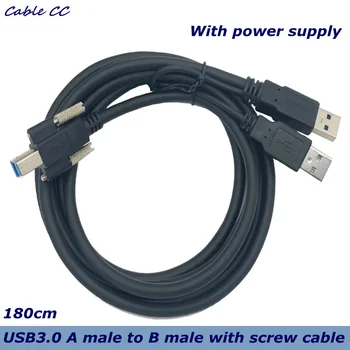 

High-speed USB3.0 A male to B male printing cable, dual power supply with screw holes to fix the printer scanner 3.0 data cable