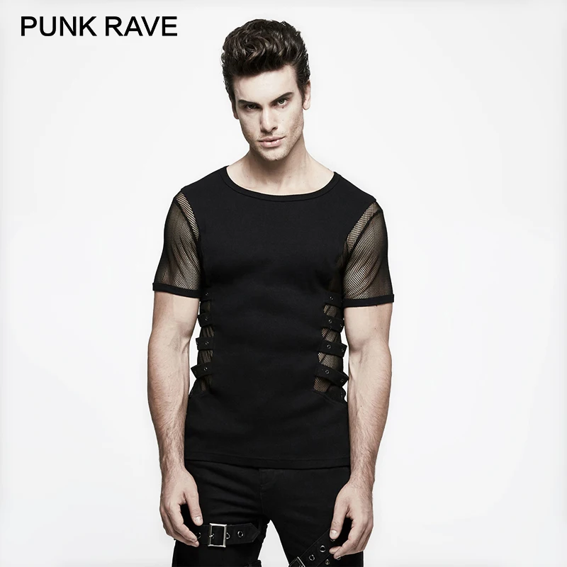 Мужская черная трикотажная футболка в стиле панк рейва|metal black|tee shirtt-shirt men |