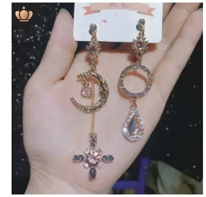 Сладкая девушка Сердце Оранжевый Женщины мечта Луна уха клип серьги