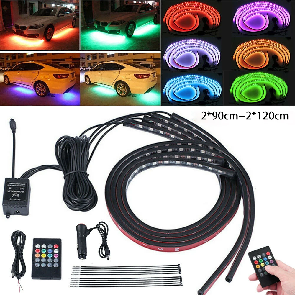 4X RGB светодиодный декоративный светильник для автомобиля s неоновый светильник под лампочкой автомобиля