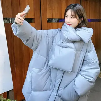 

2019 Women Winter Jackets Long Down Cotton Padded Coat Loose Solid Oversize Thickening Warm Parkas Overcoat