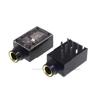 

5 pcs 0.25" 1/4 6.35 mm Microphone Jack Socket 9 Contact 3 Conductor 6.50 mm Right Angle Through Hole Inner Switch transparent