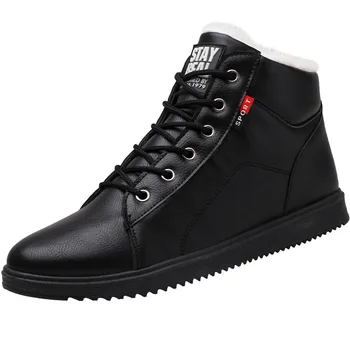 

2019 Newest Autumn Winter Leather Ankle Snow Men Boots Shoes with Fur Plush Warm Male Casual Boot Sneakers High Cut Sneaker
