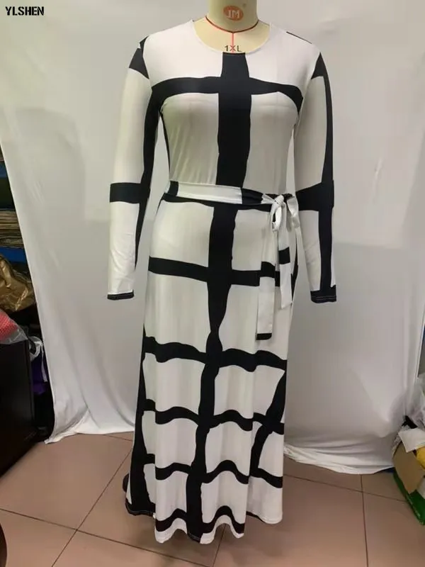 5XL African Dresses for Women Dashiki African Clothes Fashion Basin Riche Positioning Print Long Sleeve Black White Africa Dress 17