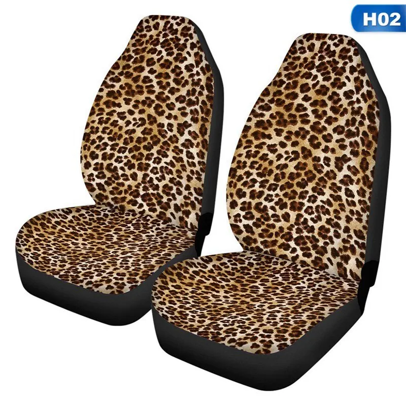 

For 4PCS/Set Front car Truck seat cover set Universal Interior Accessories Retro Leopard Printed Stain resistant seat covers