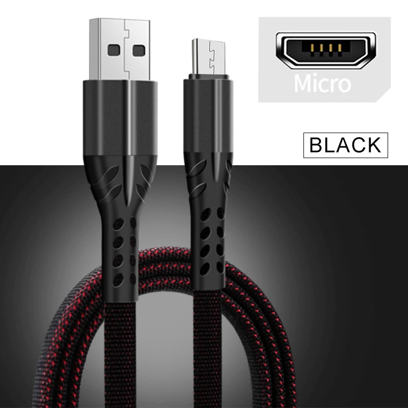 2M 1M 3.5A кабель для быстрой зарядки для IOS type C Micro USB Android кабели type-C линия передачи данных для iPhone провод шнур - Цвет: Black For Micro USB