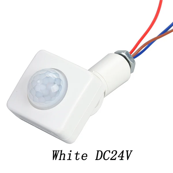 White DC24V Высокое качество DC12V AC220V инфракрасный датчик движения из pir детектора Регулировка режима переключатель Rotate160 градусов открытый светодиодный настенный светильник - Цвет: White DC24V