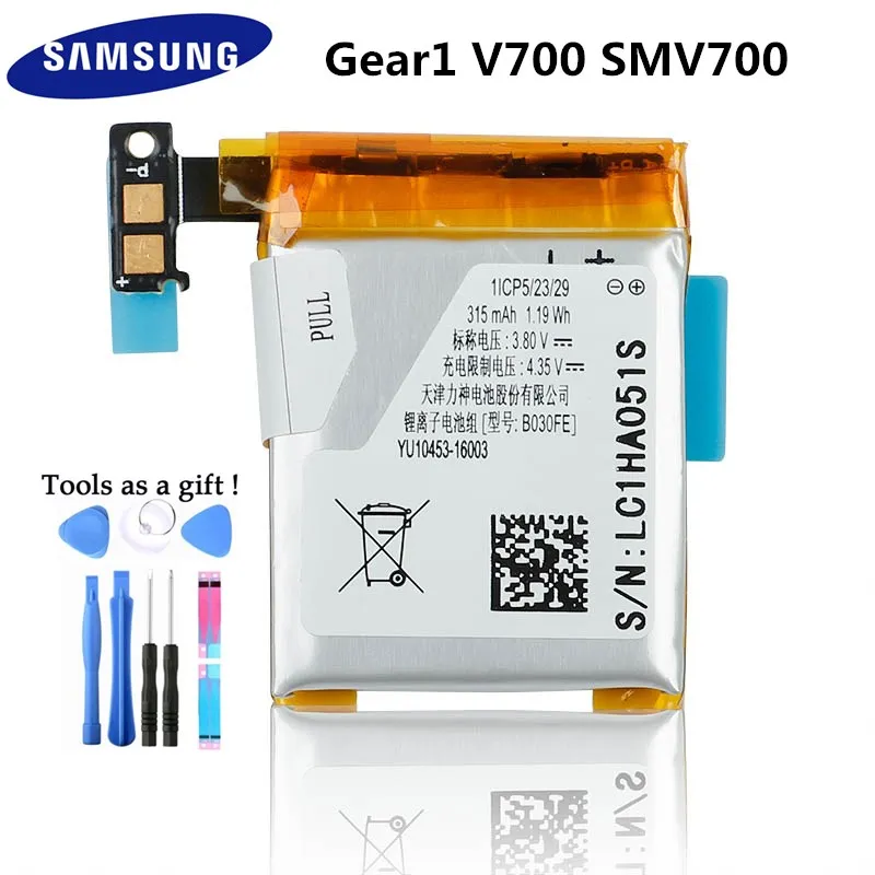 Аккумулятор samsung Шестерни 1 SM-V700 для samsung Galaxy Шестерни 1 V700 SMV700 Аутентичные Замена Батарея B030FE b030fe 315 мА-ч