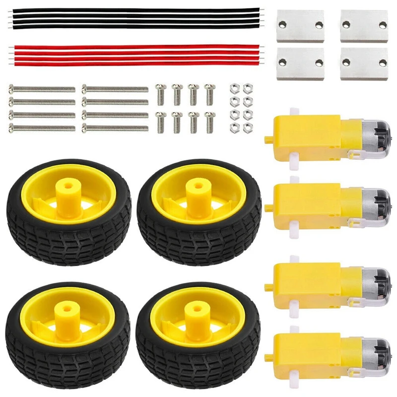 DC 3 V-6 V Шестерня TT Мотор+ колесо для шин комплект для Arduino DIY умный автомобиль робот Электрический колеса комплект прочный анти-помехи