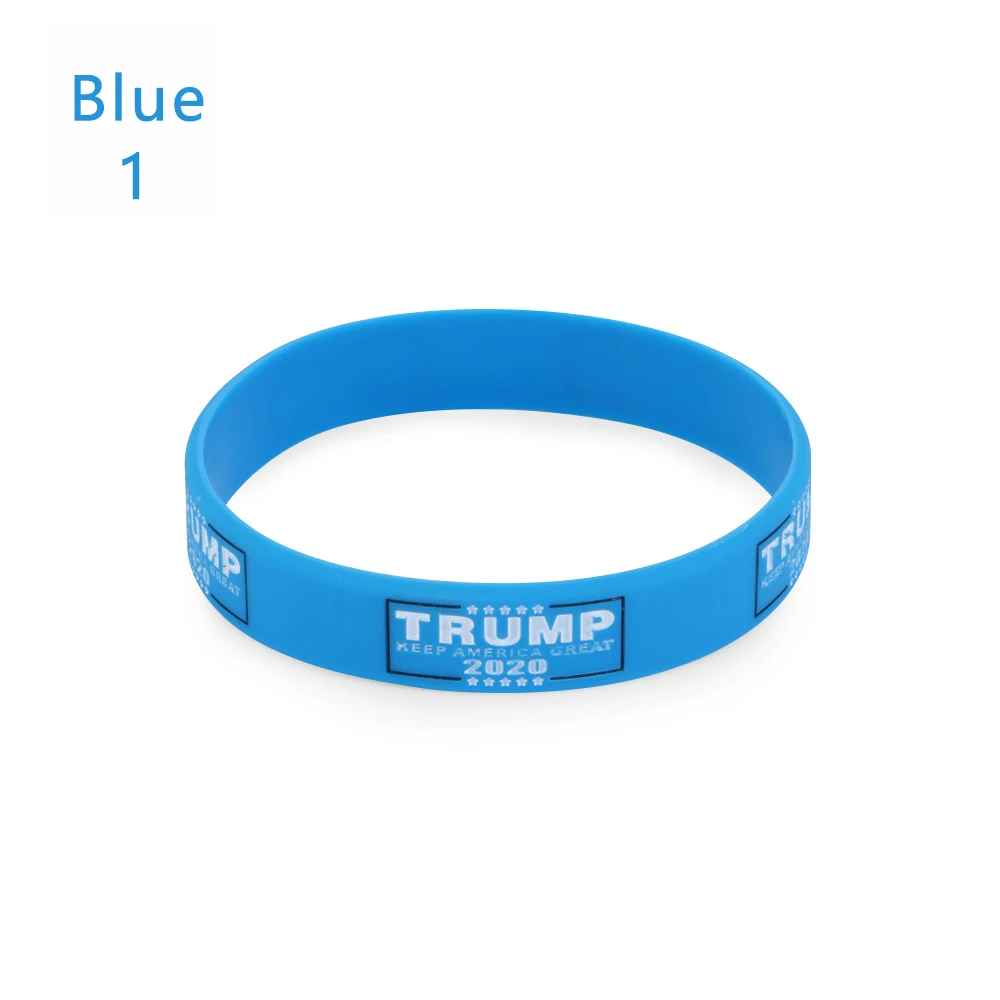 1 шт. Trump President силиконовые браслеты модный синий красный разноцветный браслет повседневные унисекс растягивающиеся модные аксессуары - Окраска металла: Blue-2