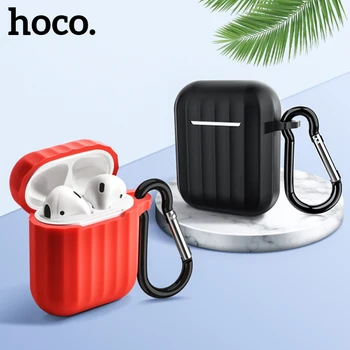 

HOCO Earphone Case for AirPods 1 2 Soft Silicone Protective Cover with Anti Lost Strap Hook for AirPods Accessories Box