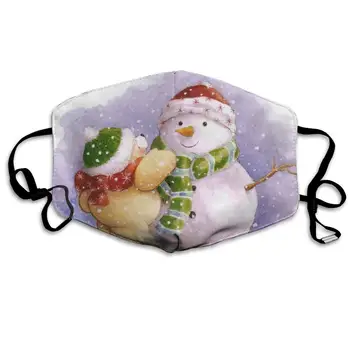 

Mouth Mask Winter Snowman Print Masks - Breathable Adjustable Windproof Mouth-Muffle, Camping Running for Women and Men