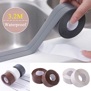 

3.8*320cm Bathroom Caulk Strip Tape Waterproof Anti-moisture PVC Sticker Bathroom Wall Corner Line Sink Solid Color Stickers