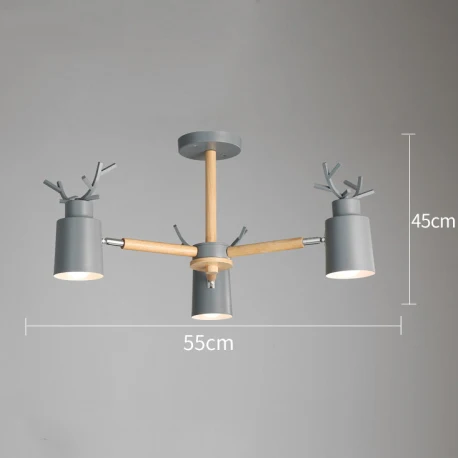 Скандинавская Современная Минималистичная Люстра для гостиной, спальни, кухни, ресторана, теплая люстра-рога - Цвет корпуса: Grey 3 heads